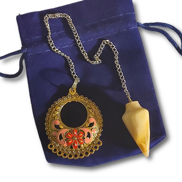 Citrine Quartz Crystal Chakra Pendulum Heal Flower Gem Rock Anchor Bob USA - Picture 1 of 10